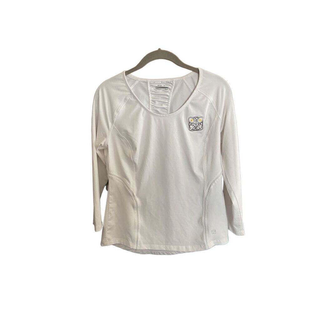 Fila women’s white long sleeve tennis logo athletic top size small